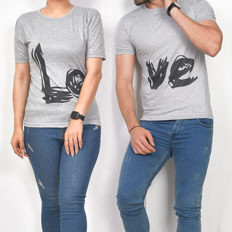 ست تيشرت LOVE مدل RIMI طوسي