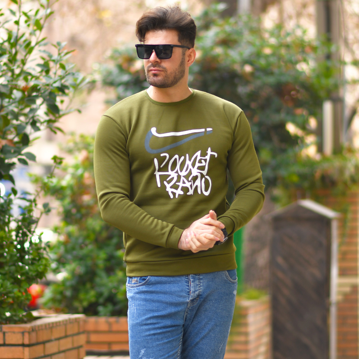 پلیور تو کرکی سبز مردانه مدلRARO