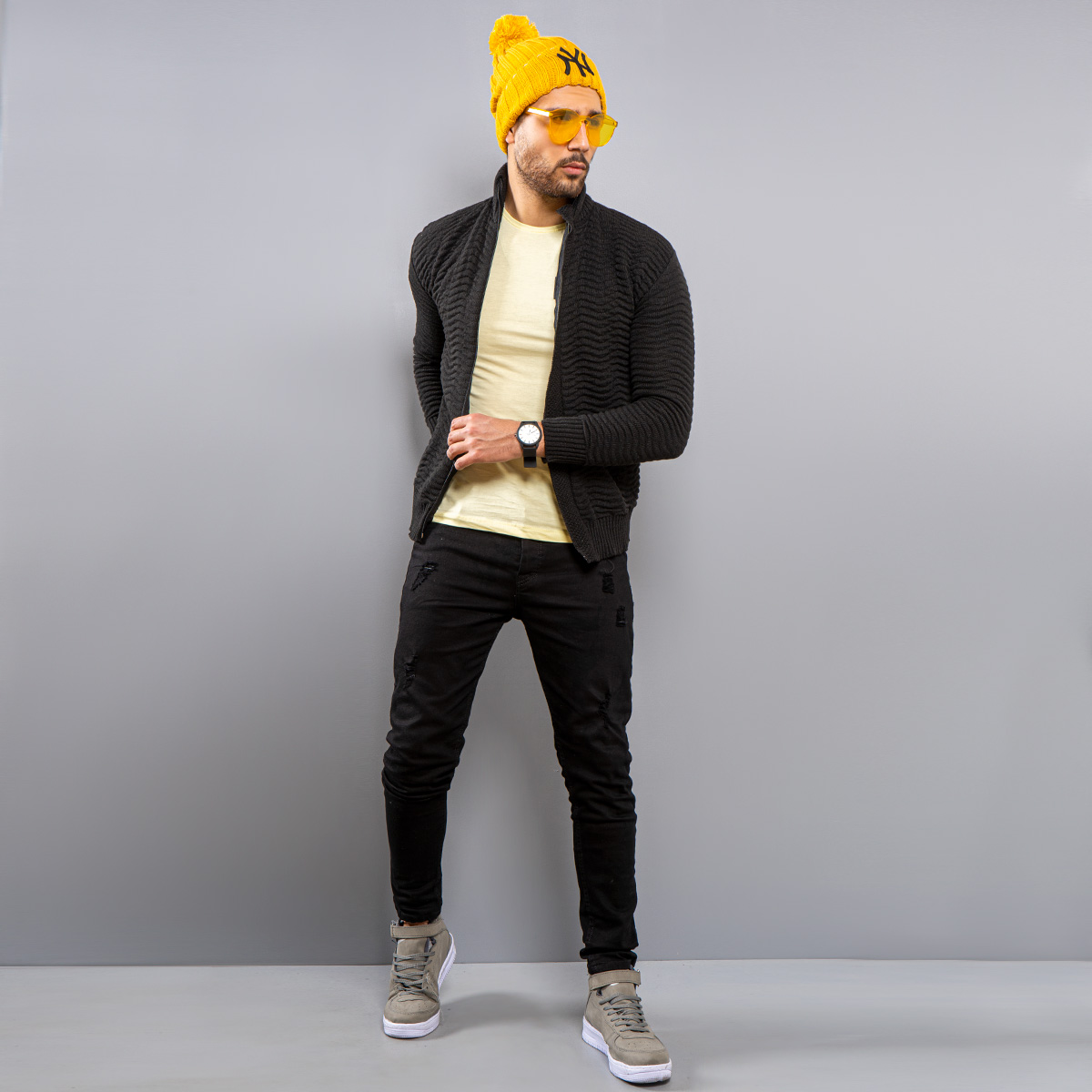 سوئیشرت بافت مشکی مردانه مدل Jenly