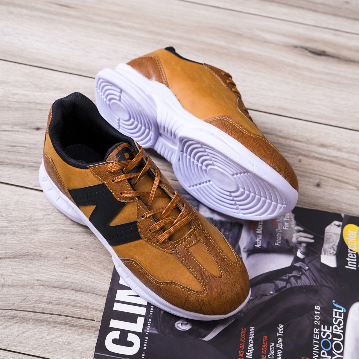 کفش مردانه عسلی مدل Romik