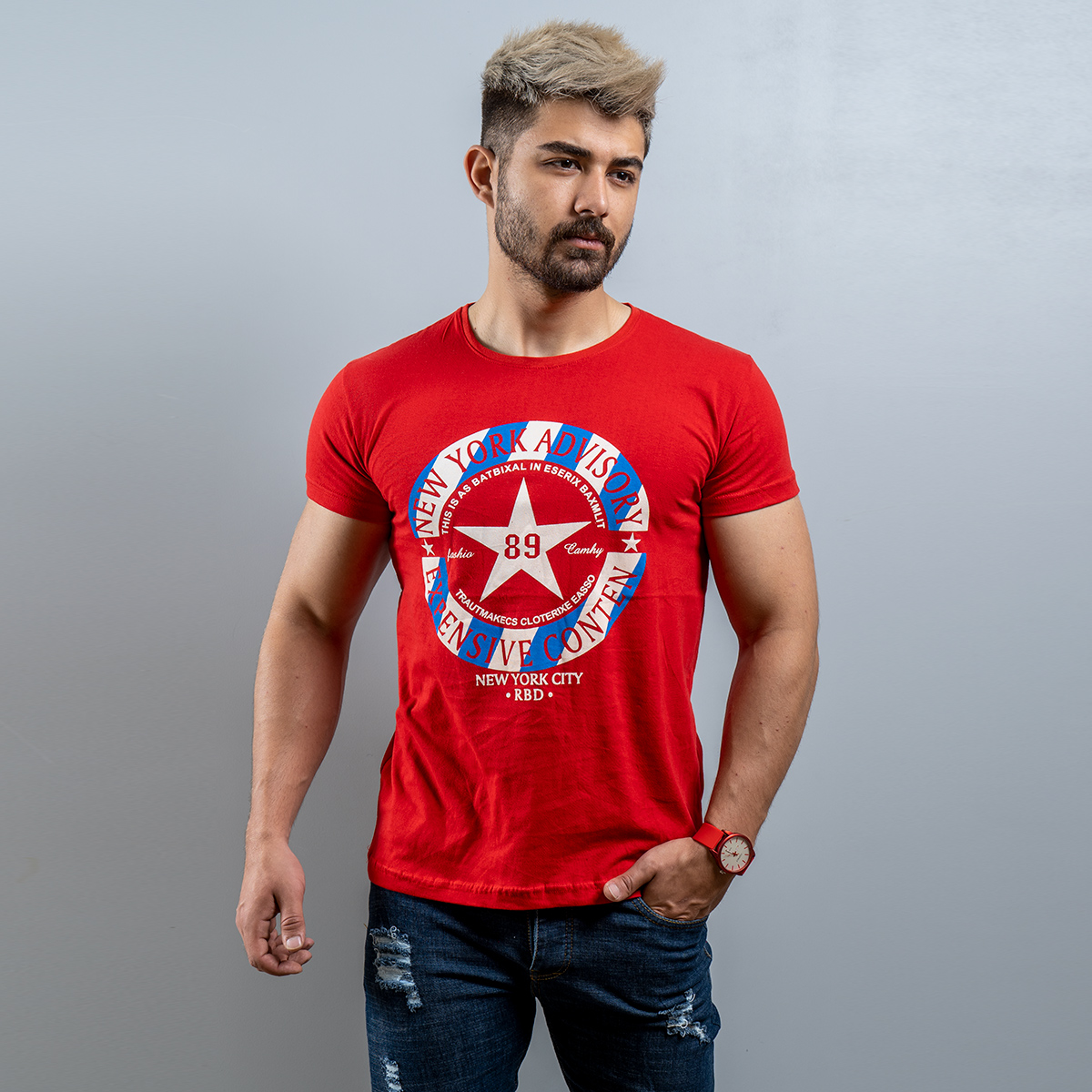 تیشرت مردانه قرمز Advisory مدل E89