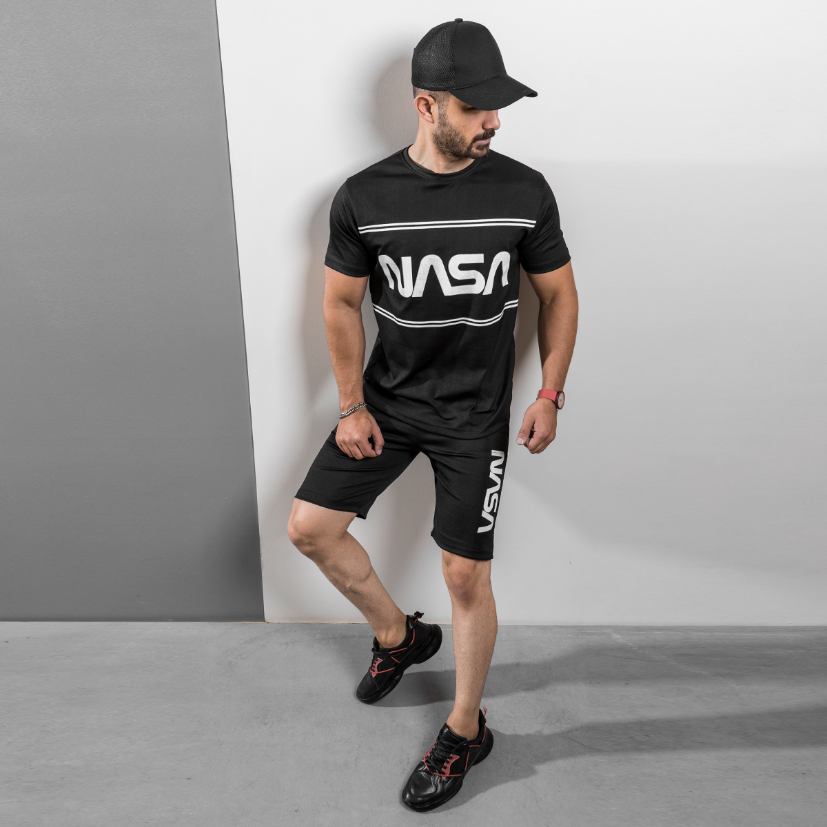 ست تیشرت شلوارک Nasa مردانه مدل Vansa