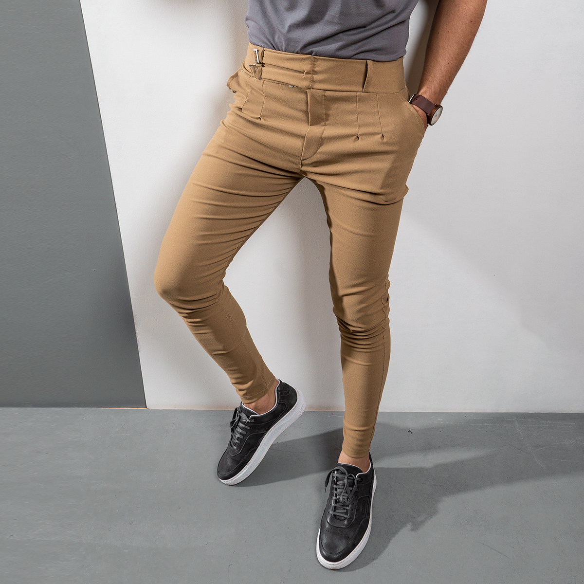 شلوار دوسگک خاکی مردانه مدل Migel