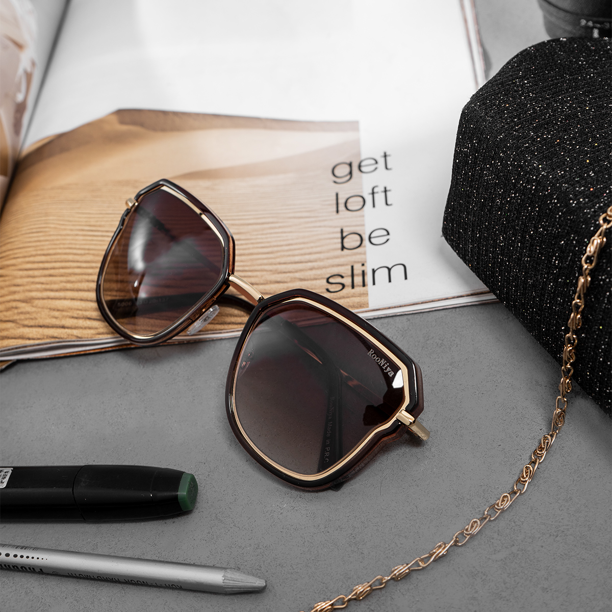 عينك آفتابي زنانه قهوه اي  Rooniya مدل Gita