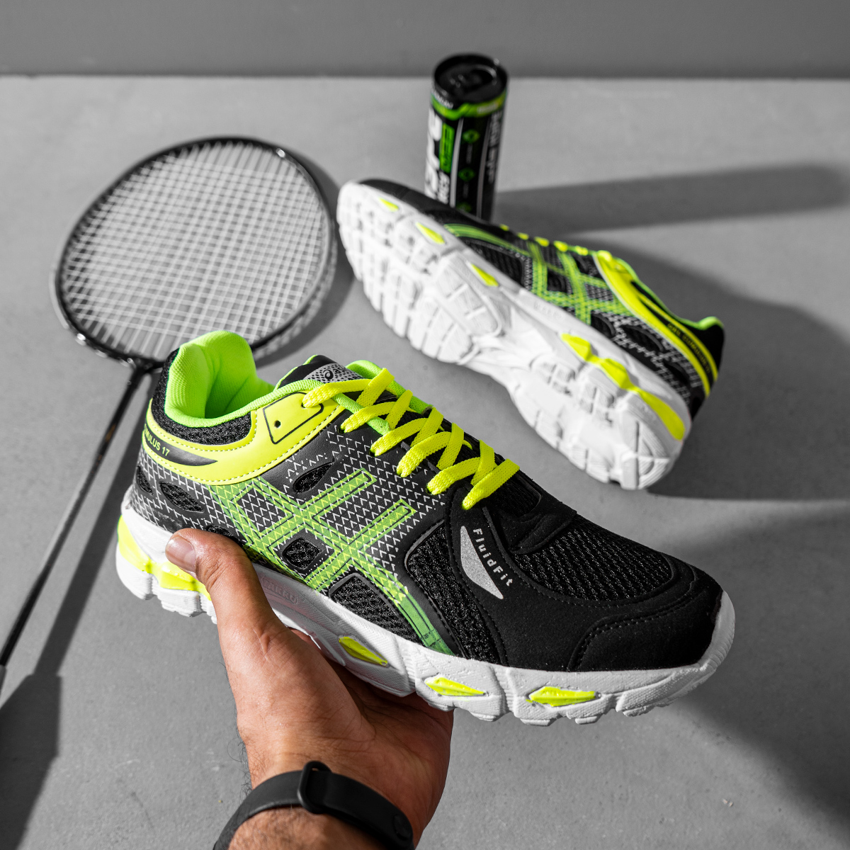 کفش ورزشی اسیکس مردانه مشکی سبز مدل kayano