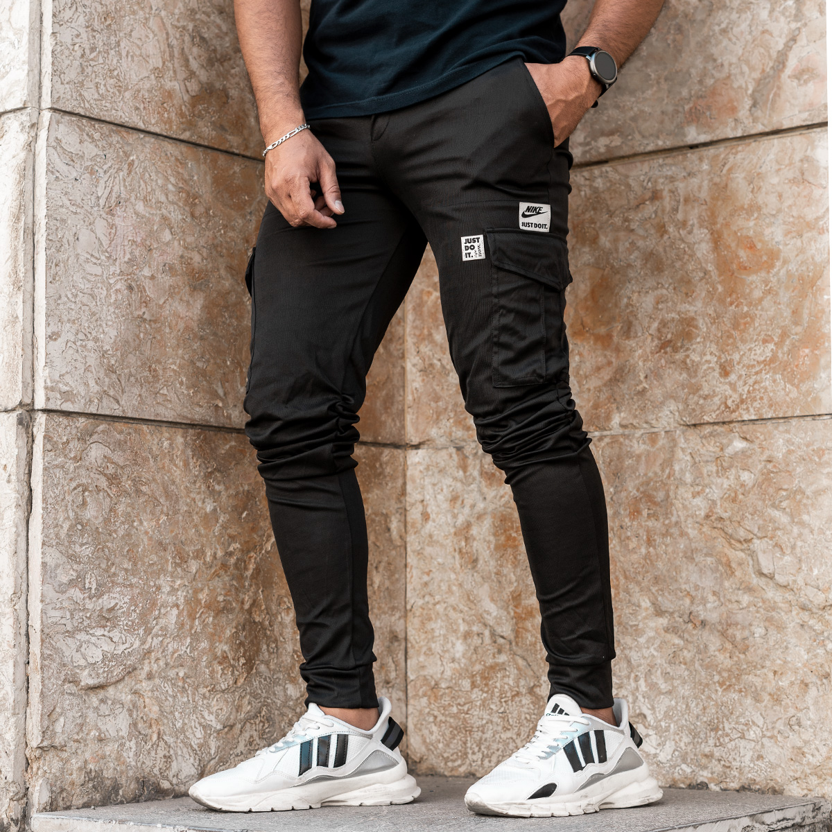 شلوار اسلش مشکی(T) مردانه مدل Tami