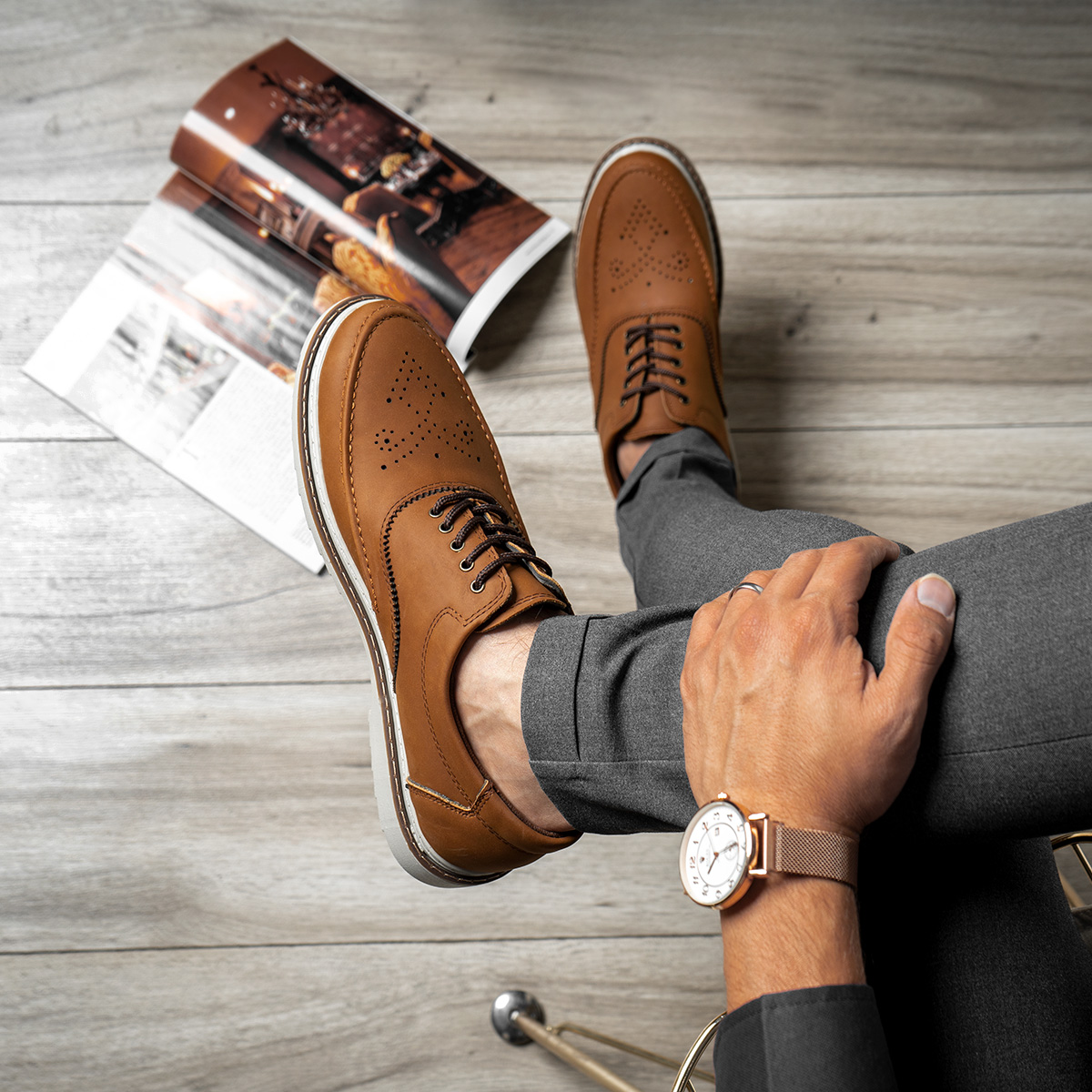 کفش مردانه عسلی مدل sevik