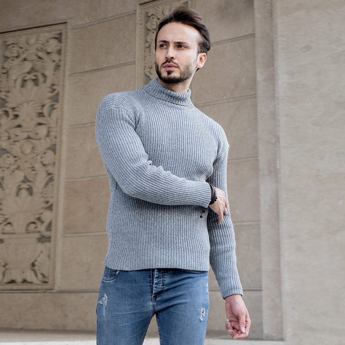 پلیور بافت یقه اسکی مردانه مدل arka
