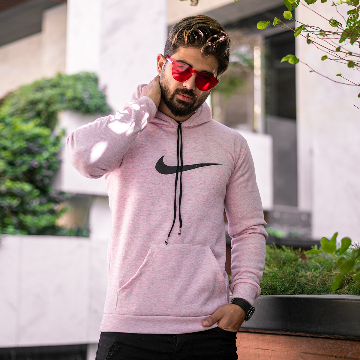 هودی نایک صورتی مردانه مدلNolin