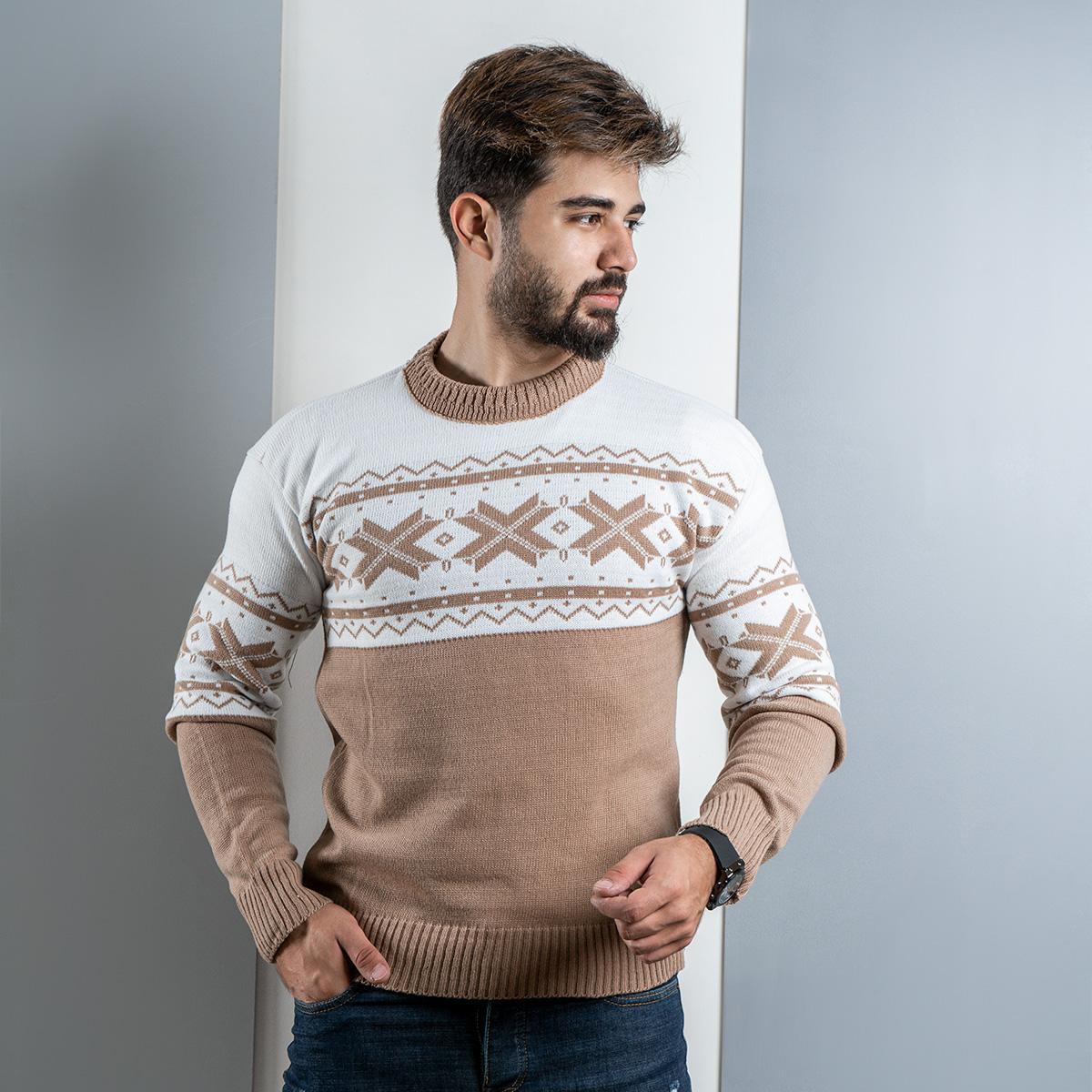 پلیور مردانه (T) کرم مدل Servin