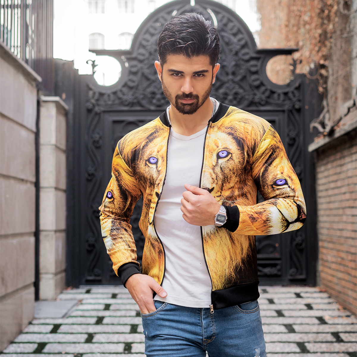 سوییشرت مردانه طرح شیر مدل L712