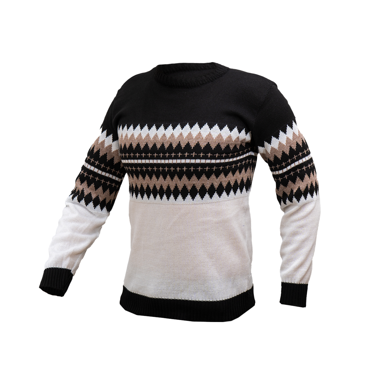 پلیور ژاکارد سفید مشکی مردانه مدلSami