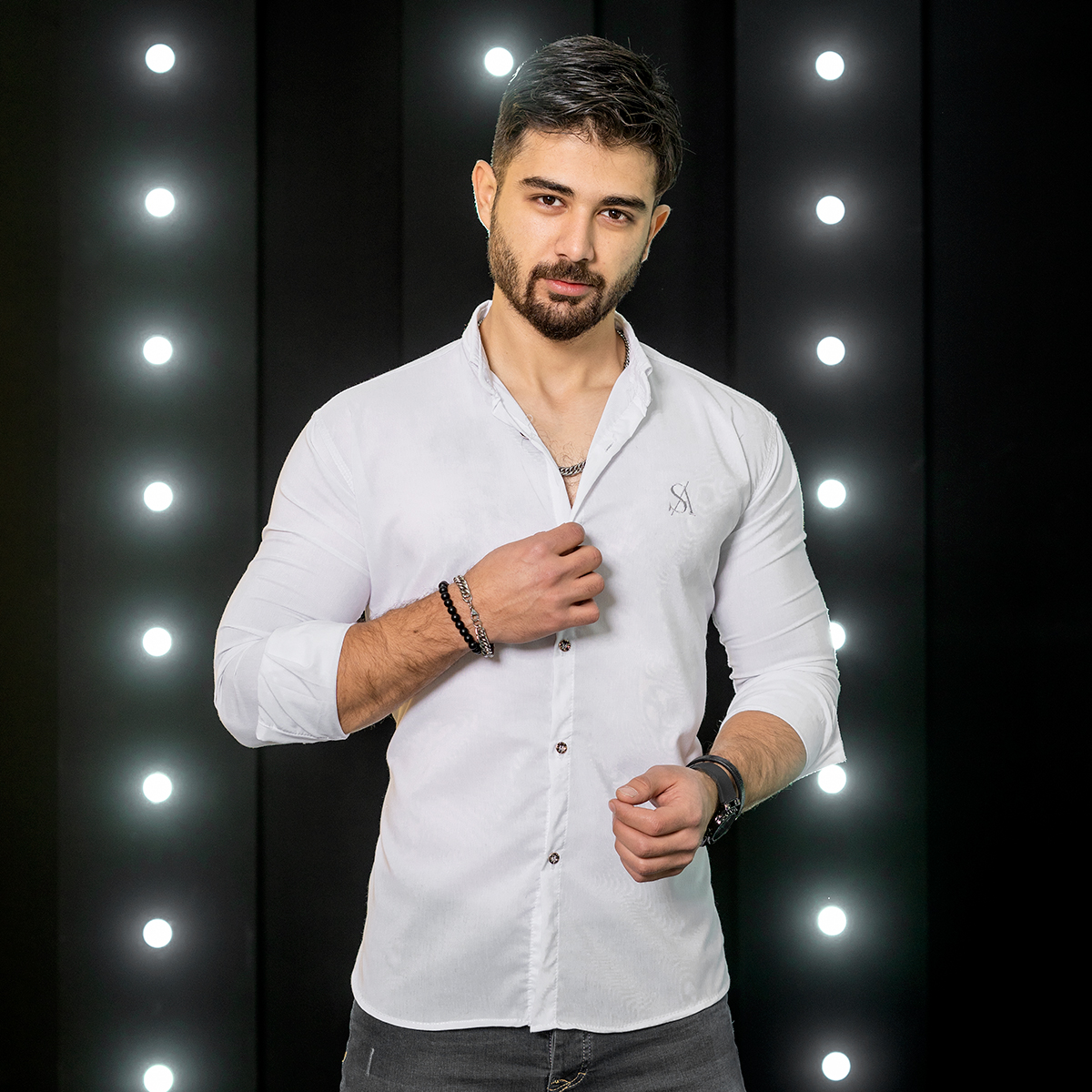 پیراهن سفید مردانه مدل Yazdan