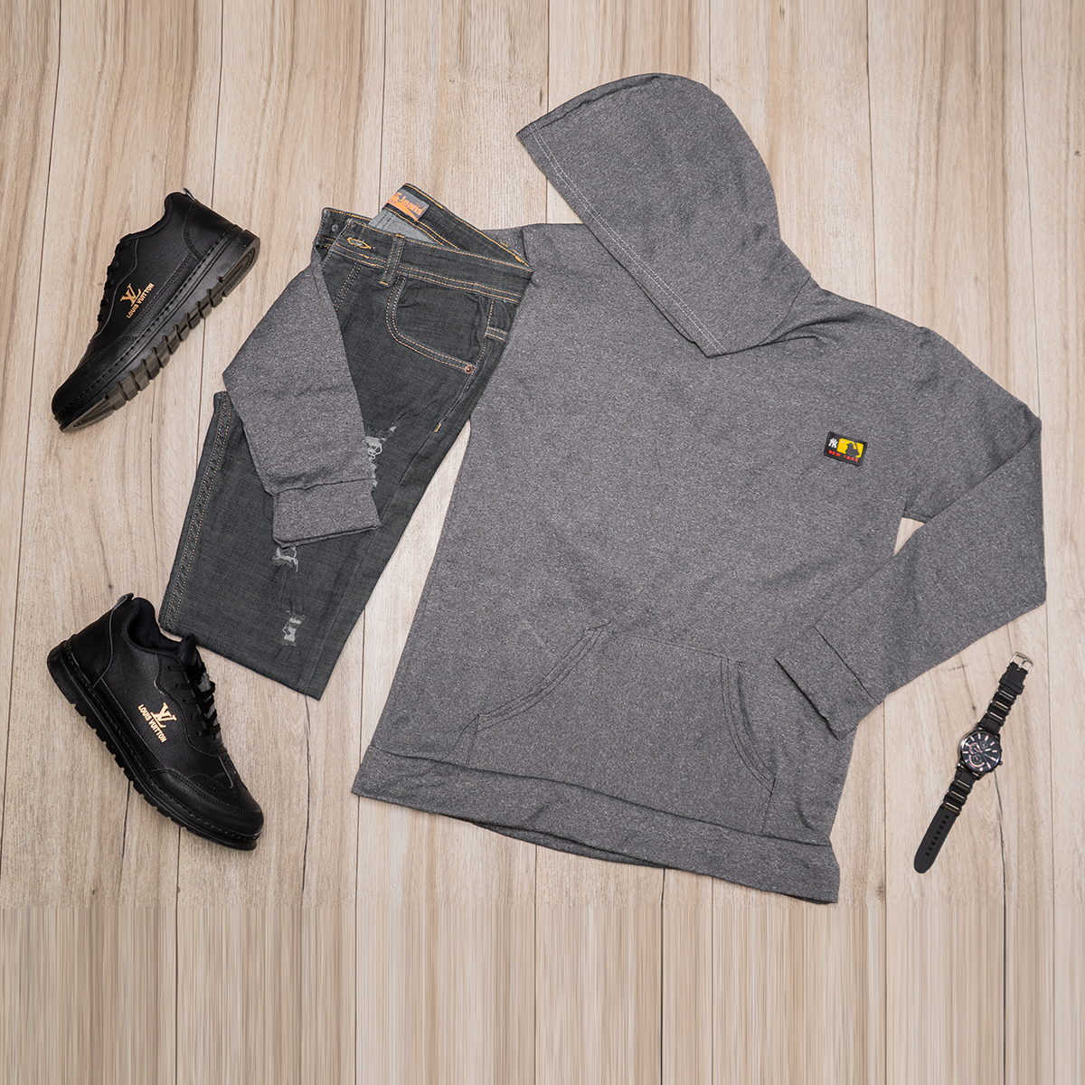 هودی مردانه ذغالی مدل Rashed