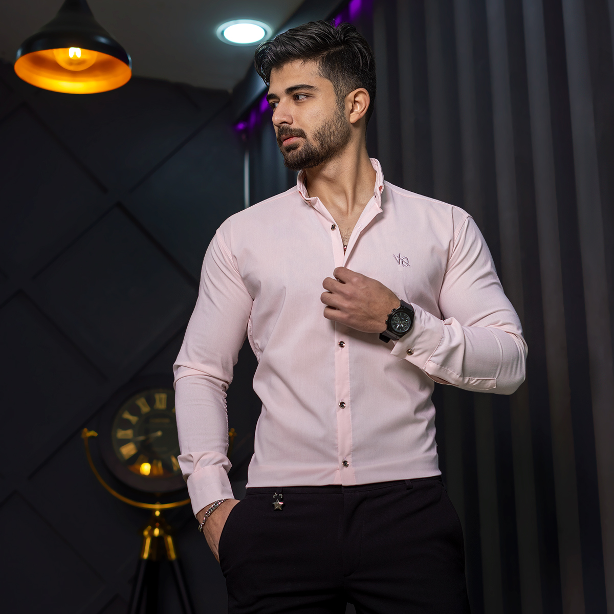 پیراهن مردانه صورتی مدل VQ