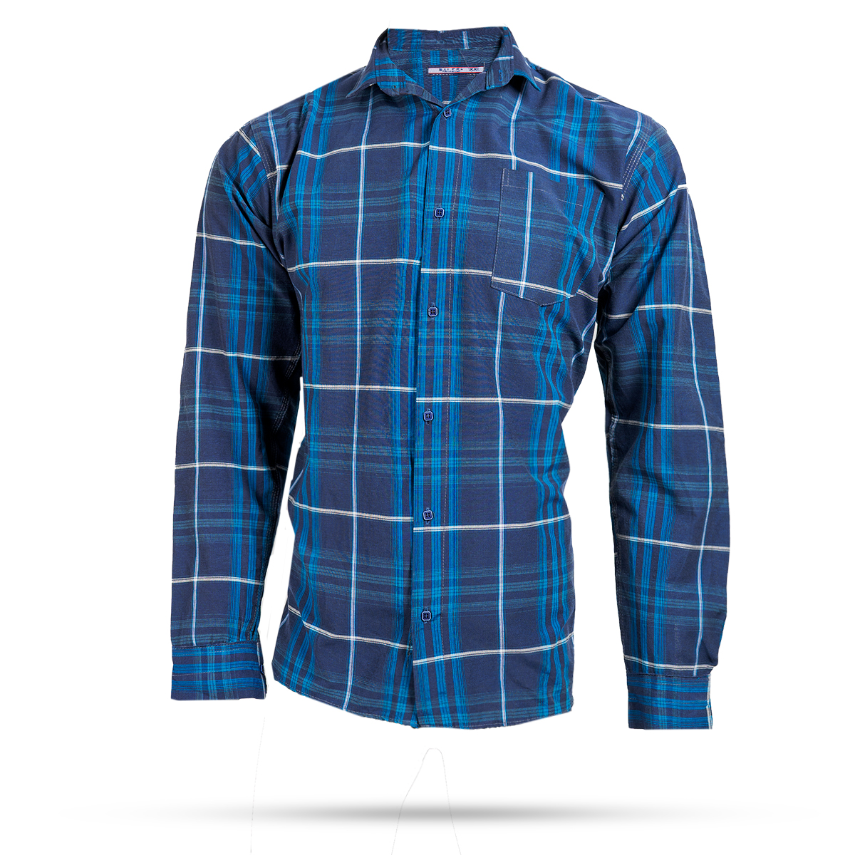 پیراهن مردانه چهارخونه سرمه ای آبی مدل stok