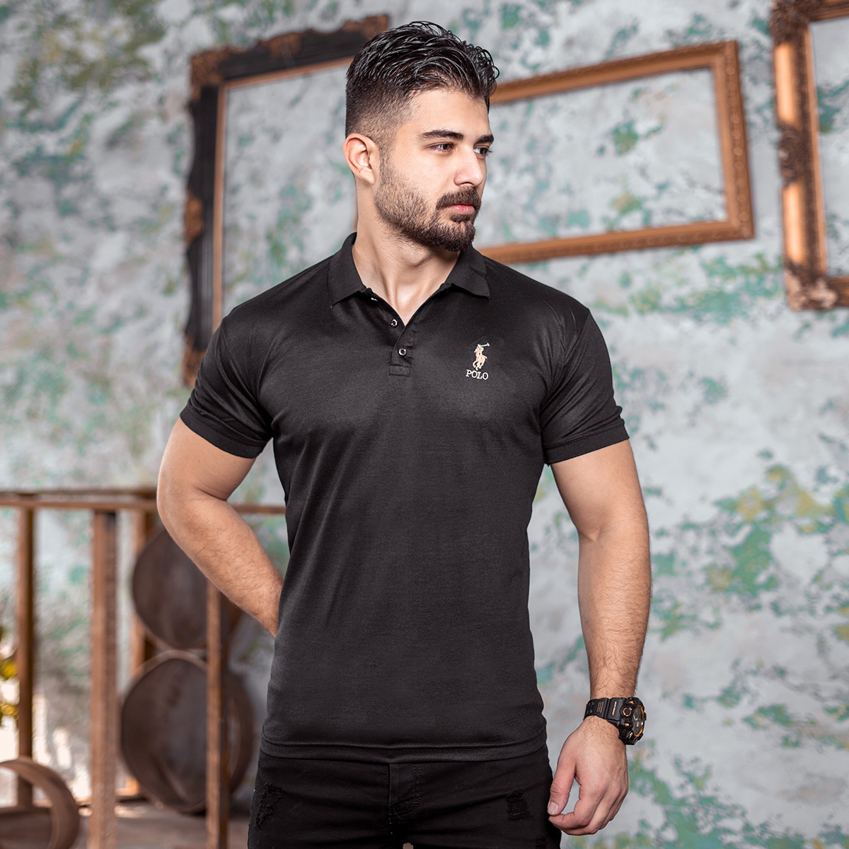 تیشرت Polo مشکی مردانه مدل kemil