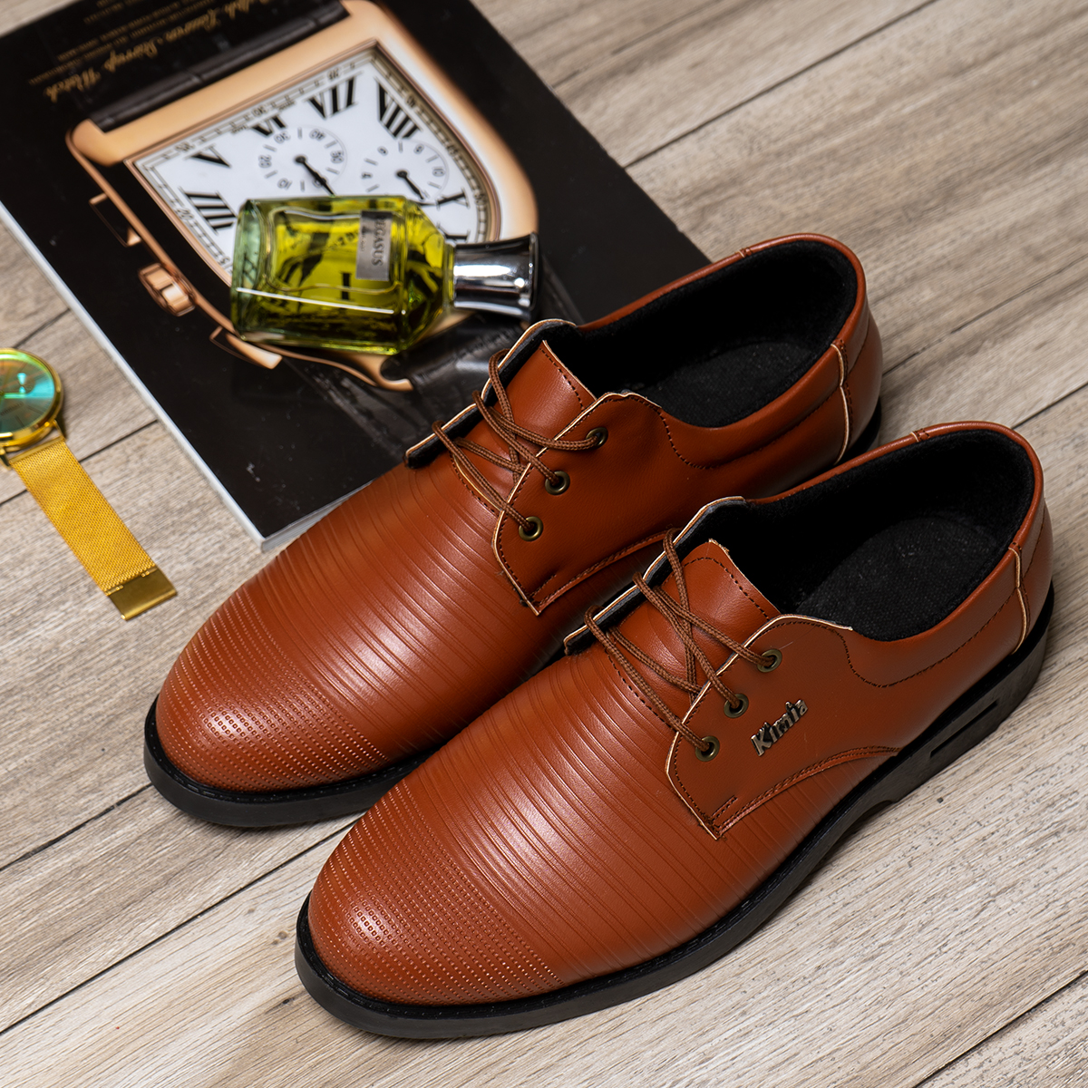 کفش رسمی مردانه عسلی خطی مدل classic