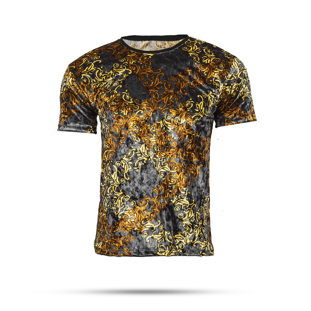 تیشرت مخمل مردانه طوسی مدل malek