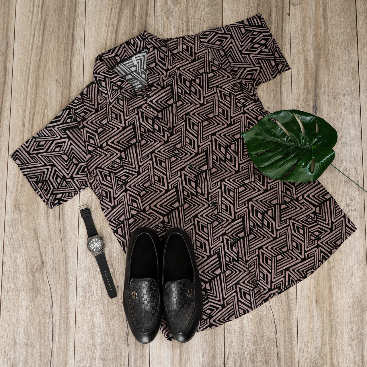 پیراهن مردانه نسکافه ای طرح لوزی مدل 60