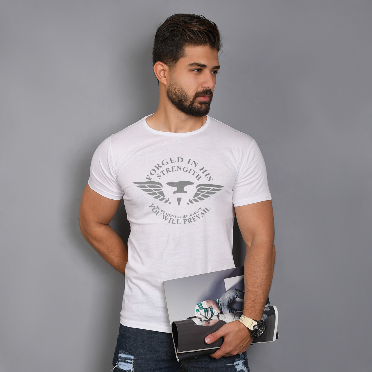 تیشرت (T) مردانه سفید مدل Forged