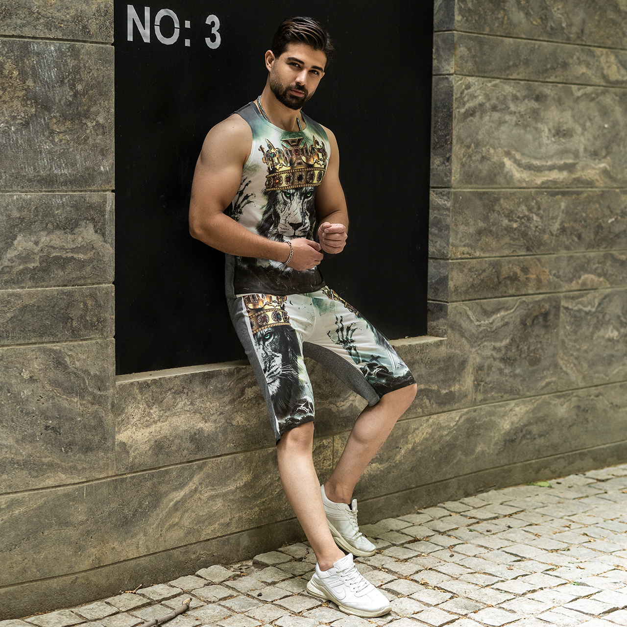 ست رکابی شلوارک طرح شیر مردانه مدل King