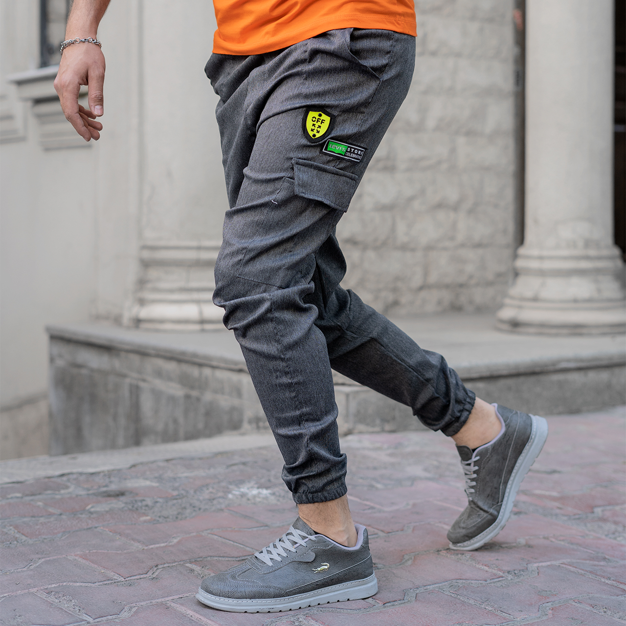 شلواراسلش مردانه طوسی تیره مدلRAYAN