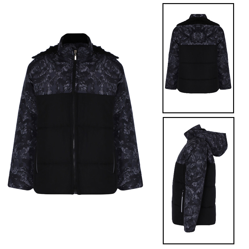 کاپشن دورنگ طوسی-مشکی مردانه مدلRovin