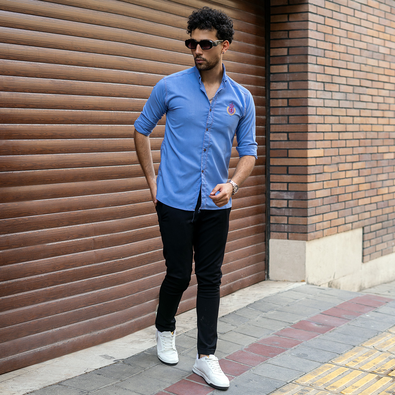 پیراهن مردانه آبی روشن مدل gabi