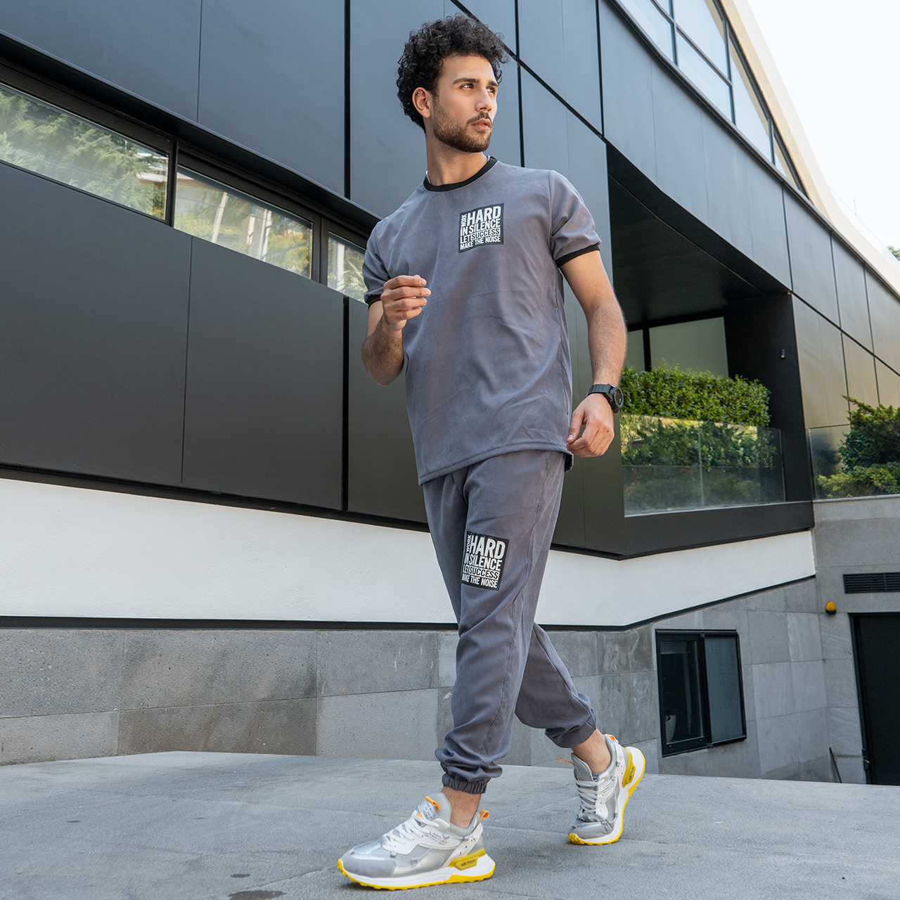 ست تیشرت شلوار مردانه طوسی مدل Lota