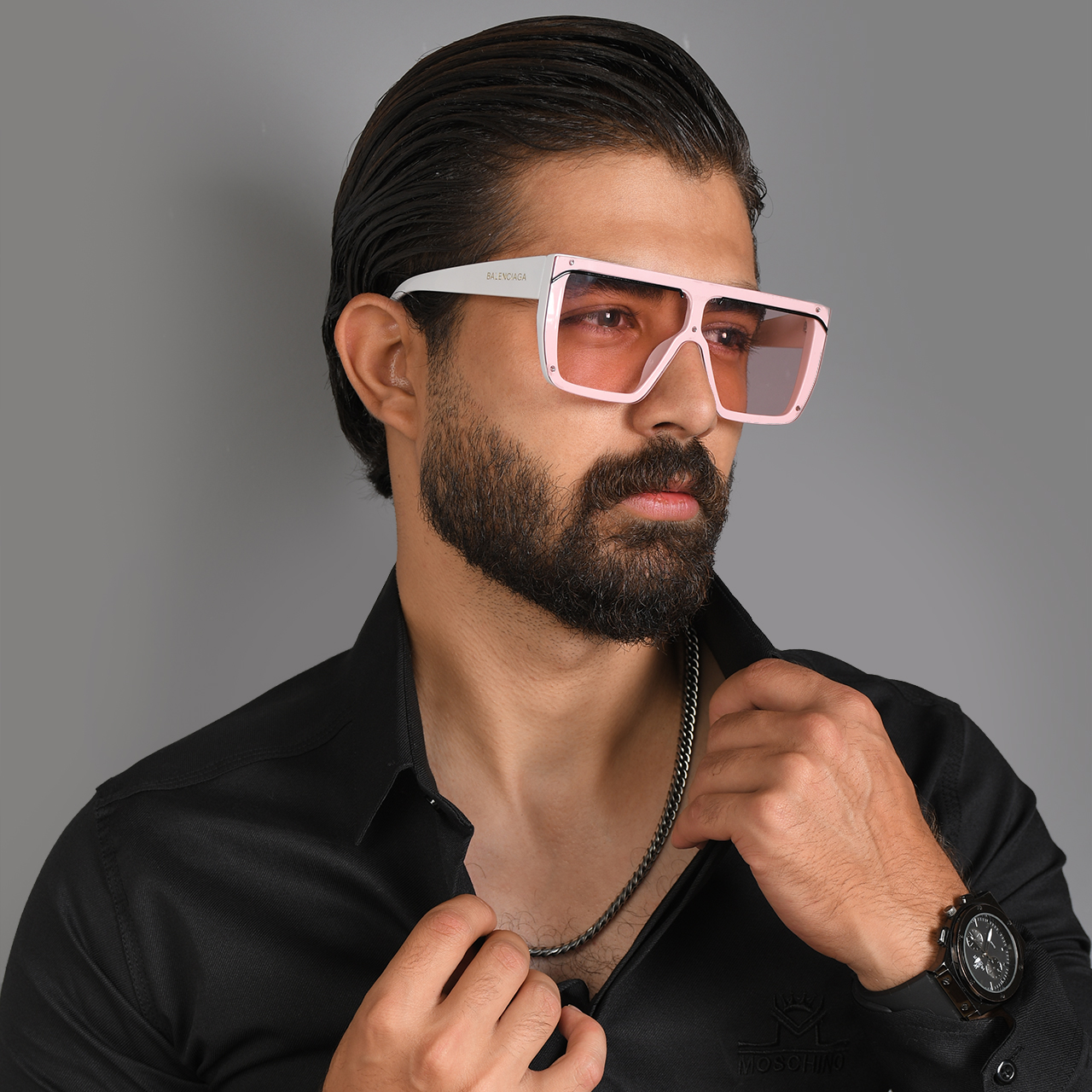 عینک آفتابی صورتی مدل balenciaga