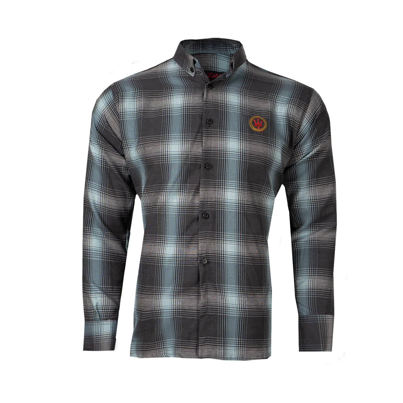 پیراهن چهارخونه مردانه طوسی سبز مدل B17