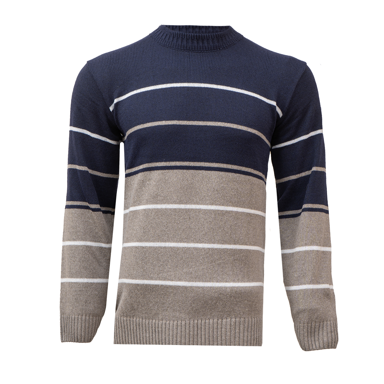 پلیور راه راه طوسی سرمه ای مردانه مدل W852