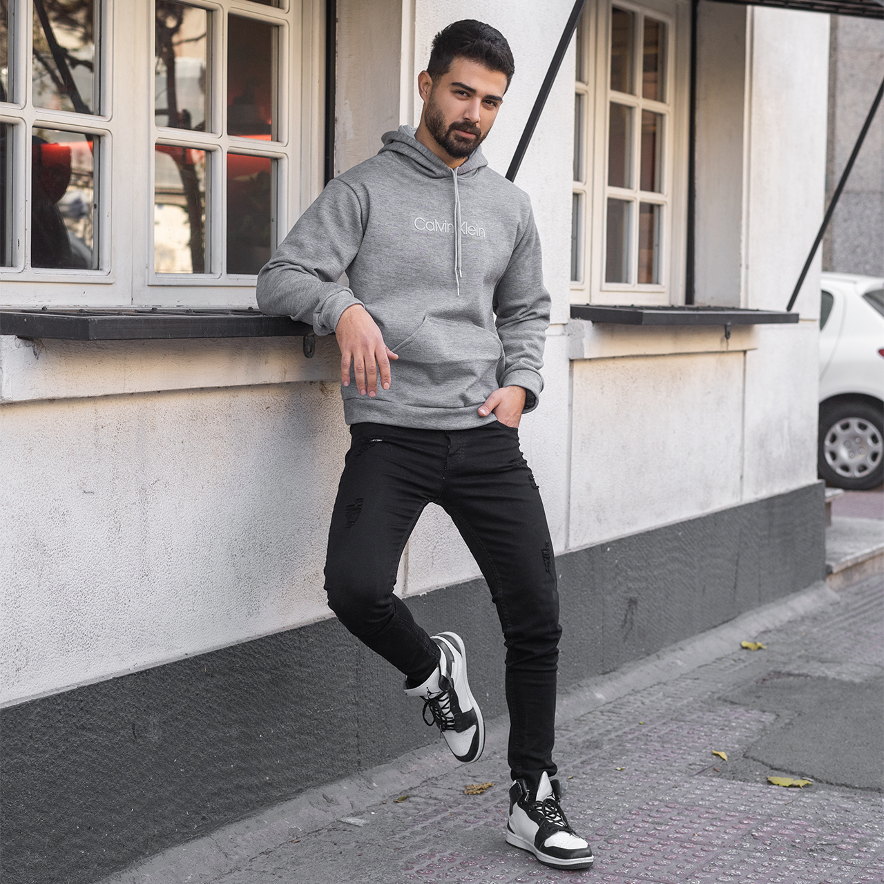 هودی مردانه طوسی Calvin Klein مدل DATAM