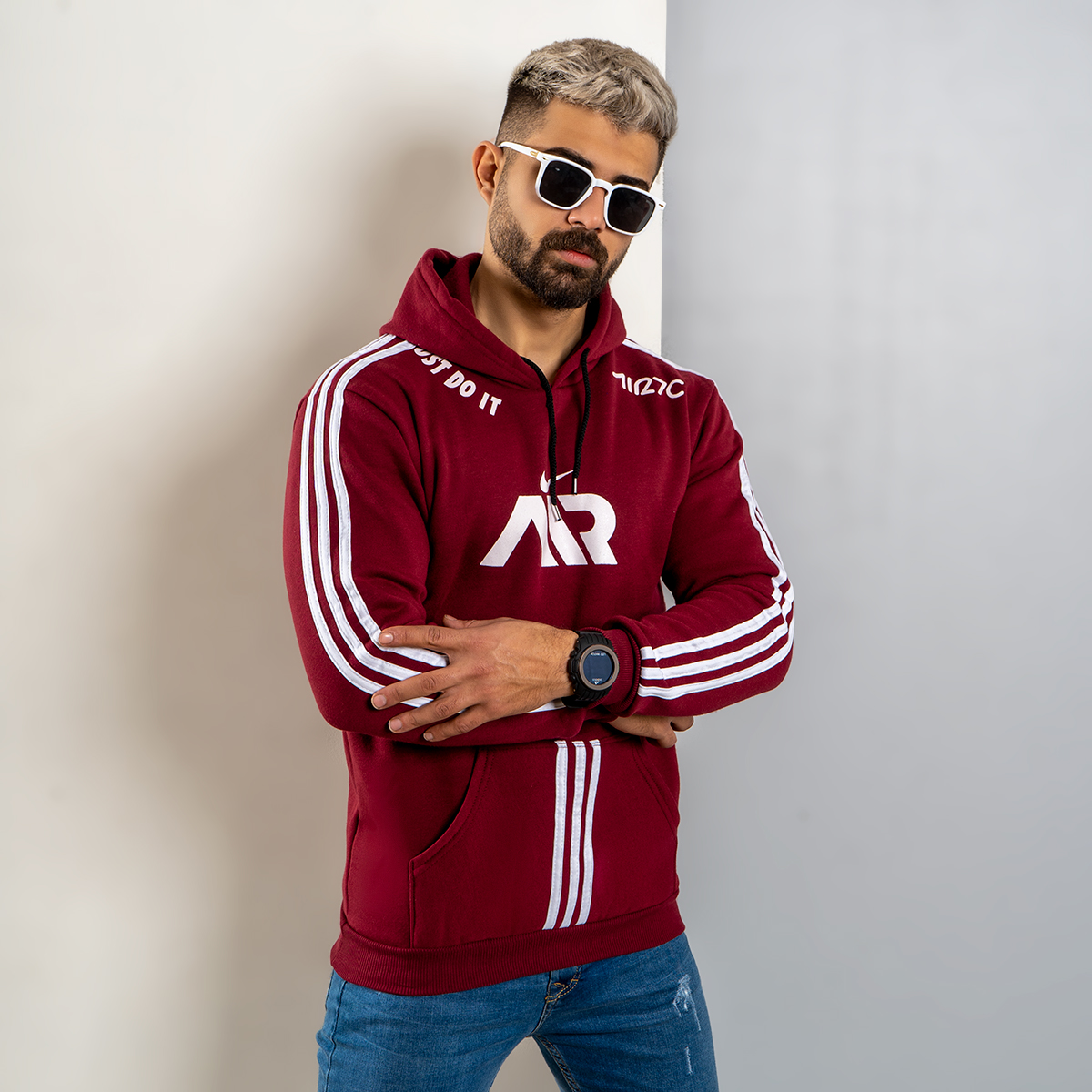 هودی NikeAir زرشکی مردانه مدلHaman