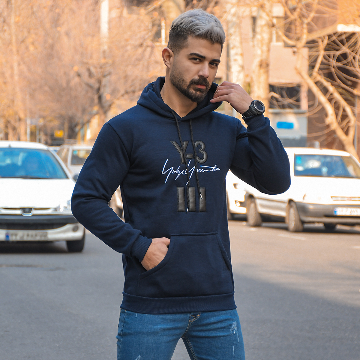 هودی مردانه Y-3 سرمه ای مدل Eric