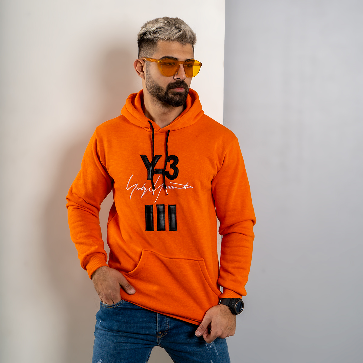 هودی مردانه Y-3 نارنجی مدل Eric