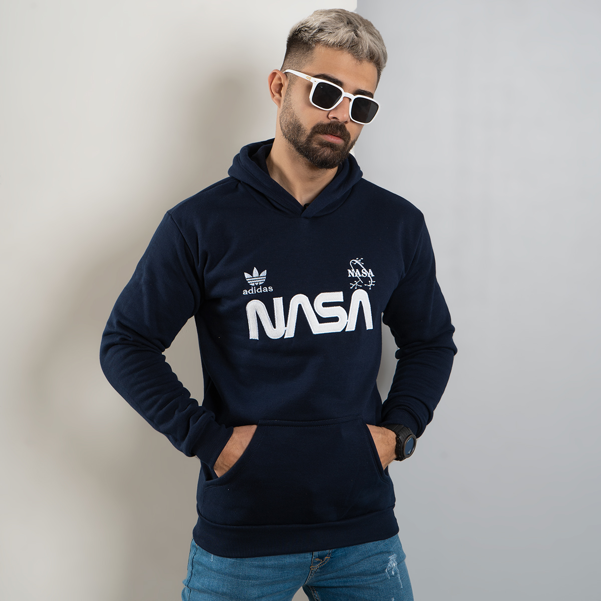 هودی مردانه Nasa سرمه ای مدل Jason