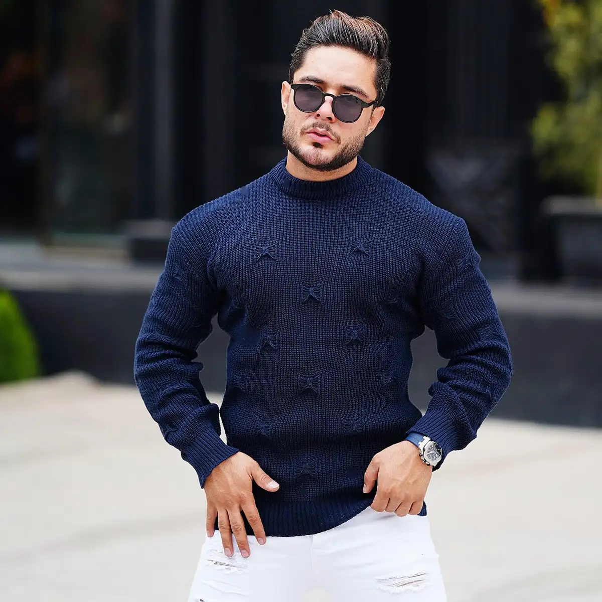 پلیور زاپ دار سرمه ای مردانه مدلDeta