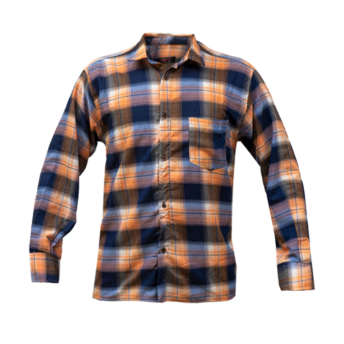 پیراهن مردانه چهارخونه نارنجی سرمه ای مدل Robert