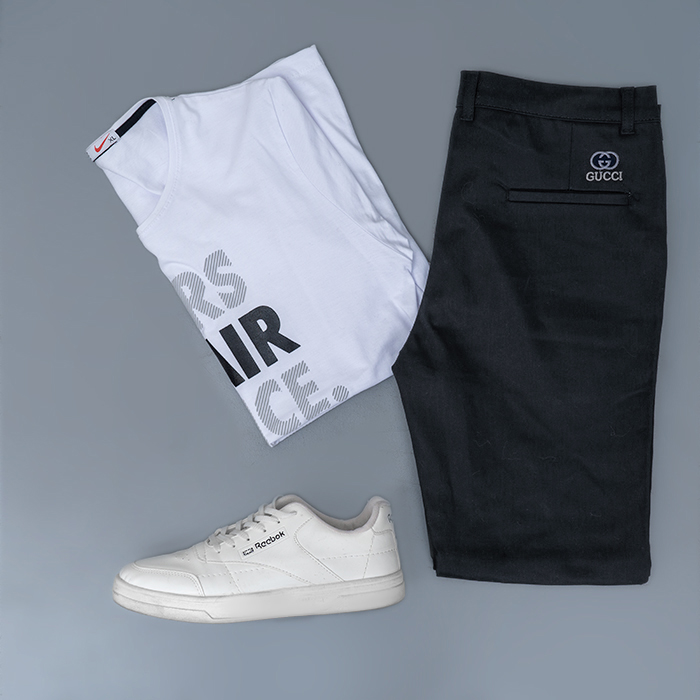 شلوار کتان طوسی مردانه مدل Gucci