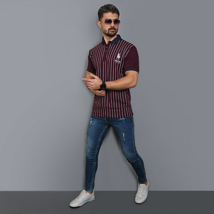 تیشرت مردانه زرشکی مدل MONO