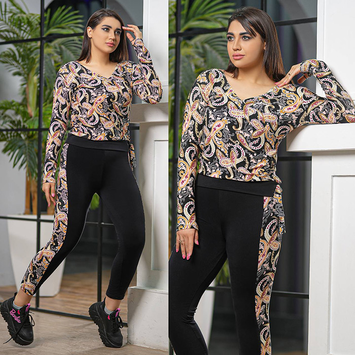 ست بلوز شلوار زنانه طرح بته جقه مدل Samin