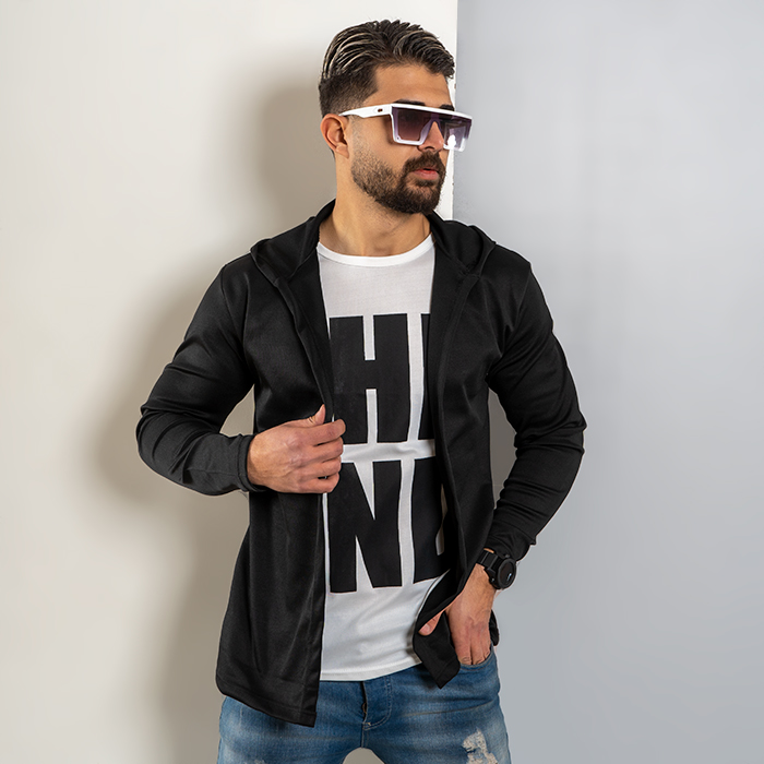 هودی مردانه مشکی سفید مدل The End