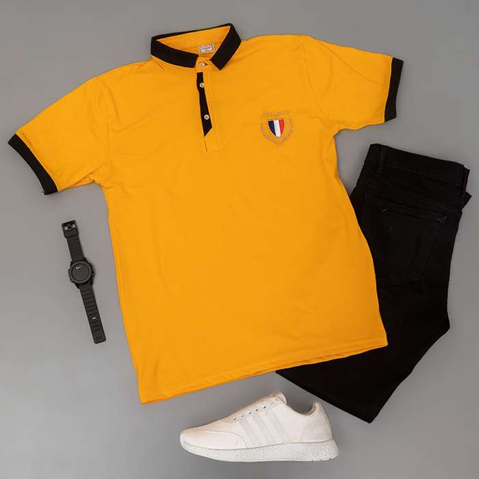 تیشرت مردانه خردلی مدل RIBAN