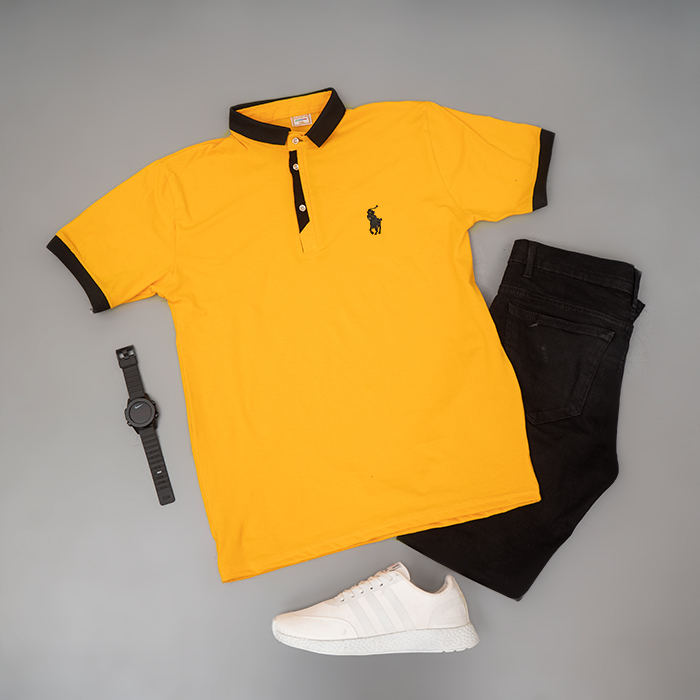 تیشرت مردانه خردلی مدل Polo90