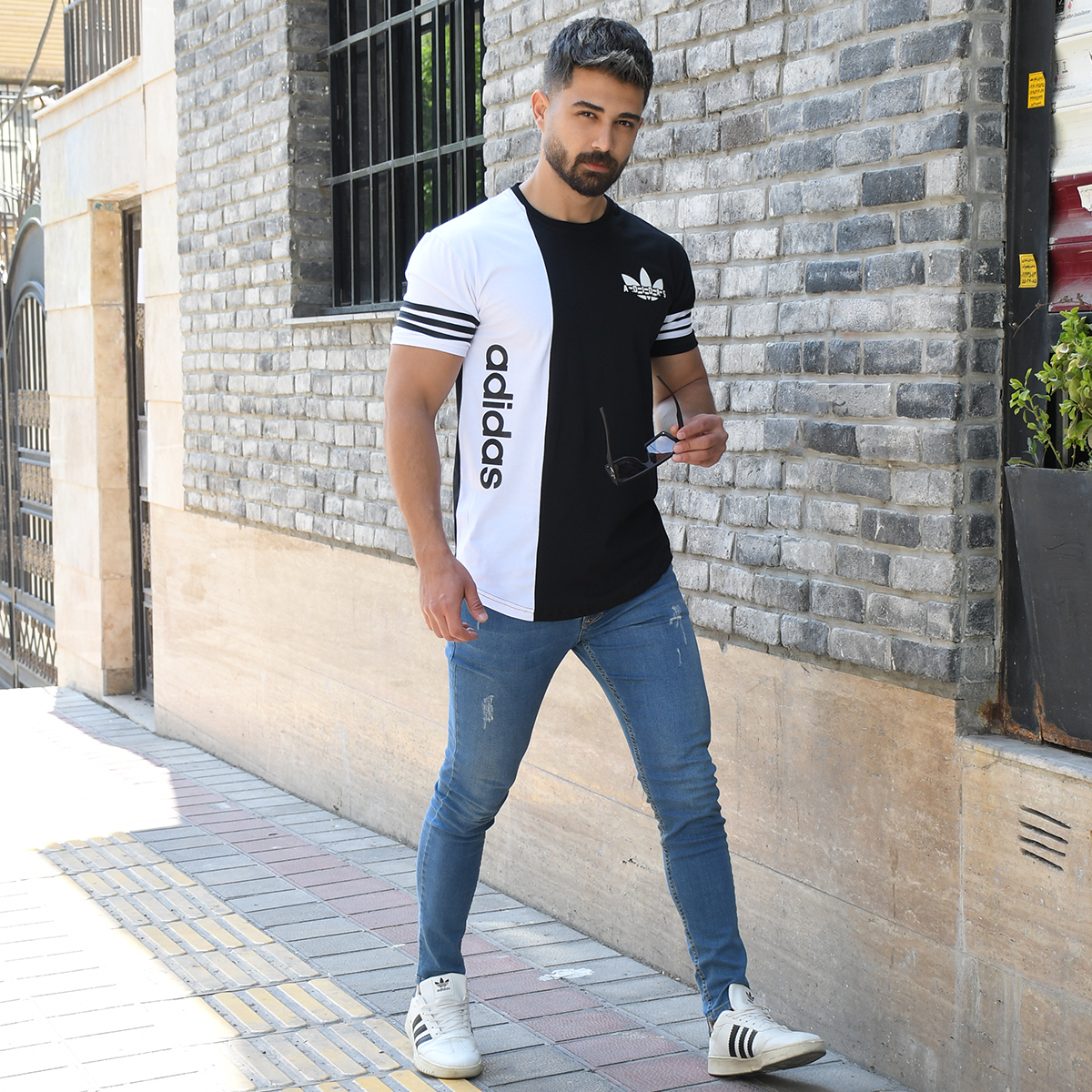 تیشرت ADIDAS مردانه مشکی سفید مدل JUDI