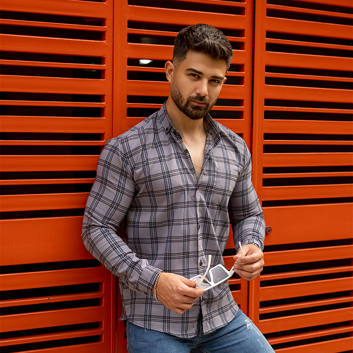 پیراهن مردانه طوسی تیره مدل Tanpoosh