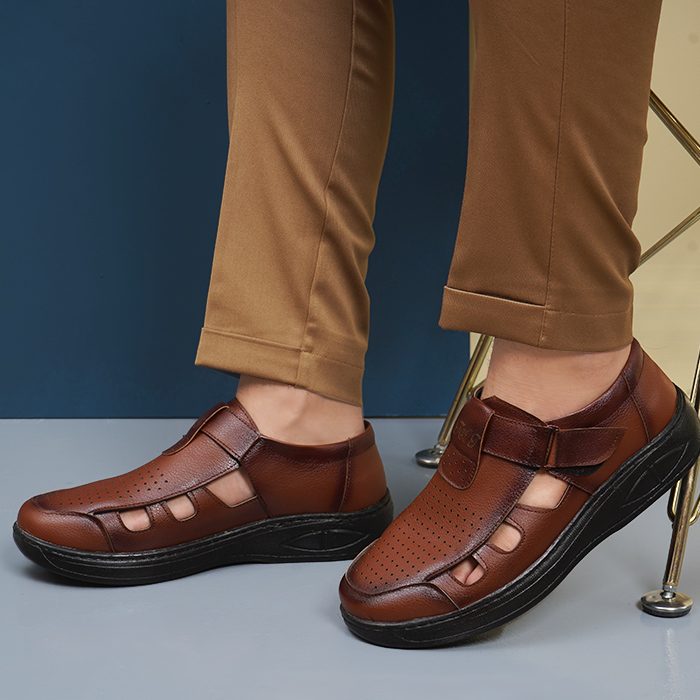 صندل مردانه عسلی مدل Itan