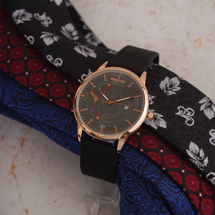 ساعت مچی مشکی صفحه مشکی(طرح کمان) empower مدل EM20